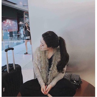 Áo khoác len cổ lông
