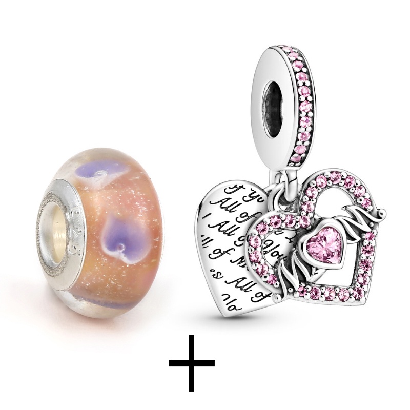 Bộ 2 Mặt Trang Sức Đá Pha Lê Hồng Hình Trái Tim