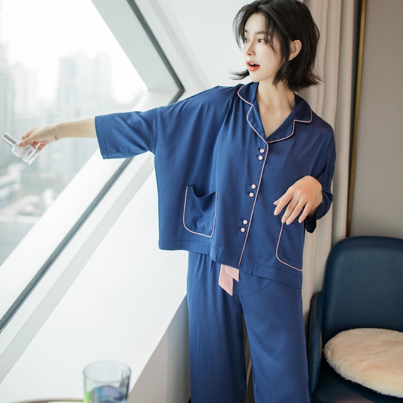Bộ Ngủ Lụa, Bộ pijama, chất Siêu mềm mịn, Cam Kết không bai xù, phong cách thanh lịch, có thể mặc ở nhà hoặc ra ngoài | BigBuy360 - bigbuy360.vn