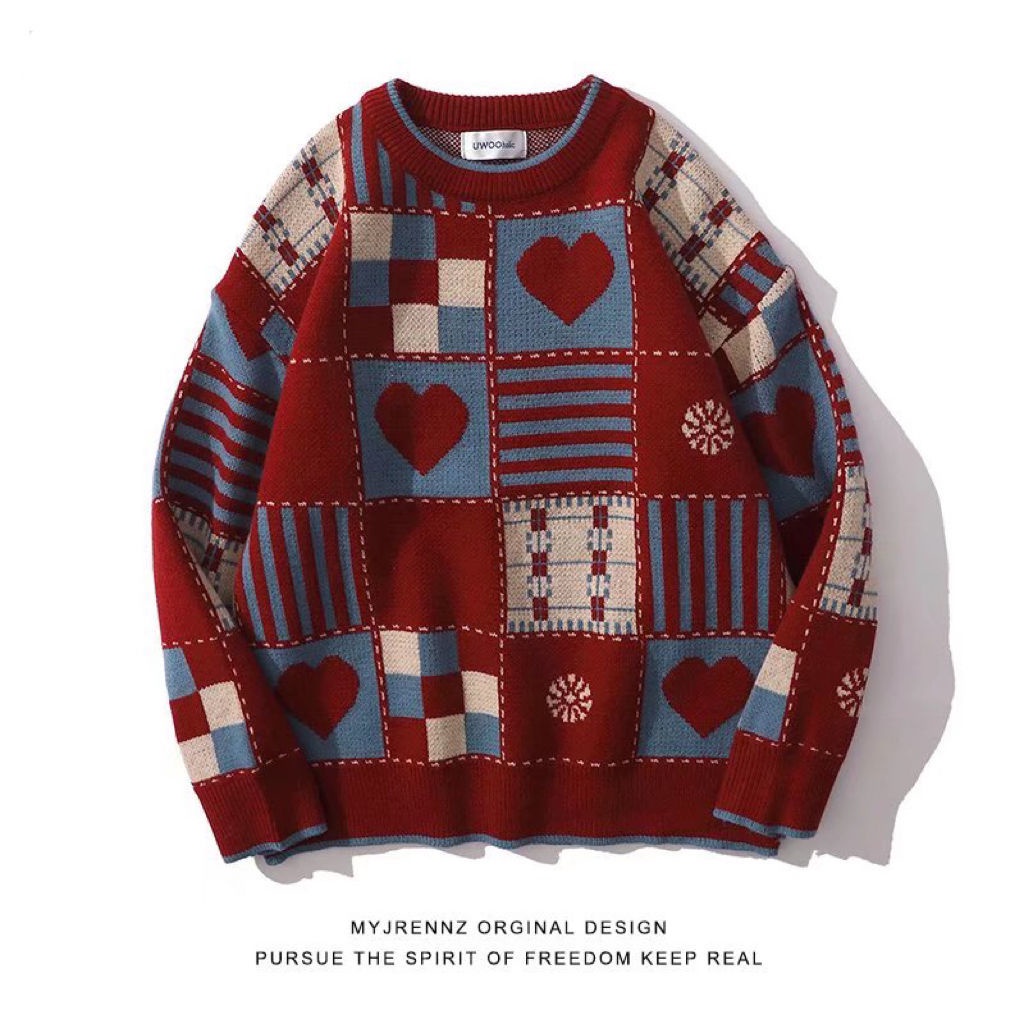 Áo Sweater Dệt Kim Tay Dài Dáng Rộng Thời Trang Thu Đông Hàng Mới Phong Cách Mỹ Dành Cho Nam