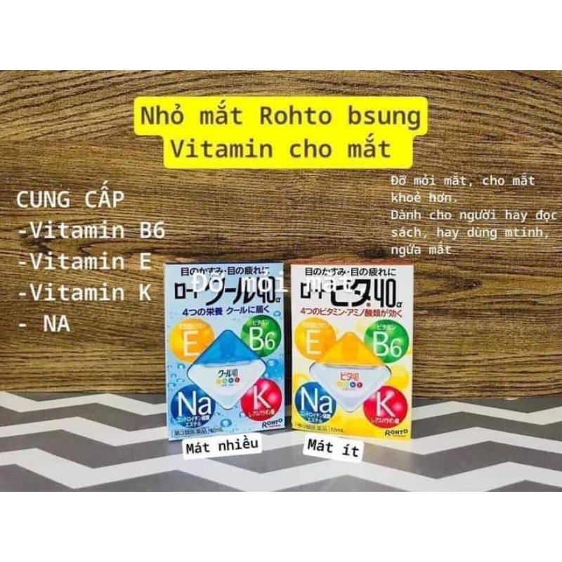[ROHTO-JAPAN] Nước Nhỏ mắt Rohto Nhật Bản Vita 40 bổ sung vitamin (2 màu)