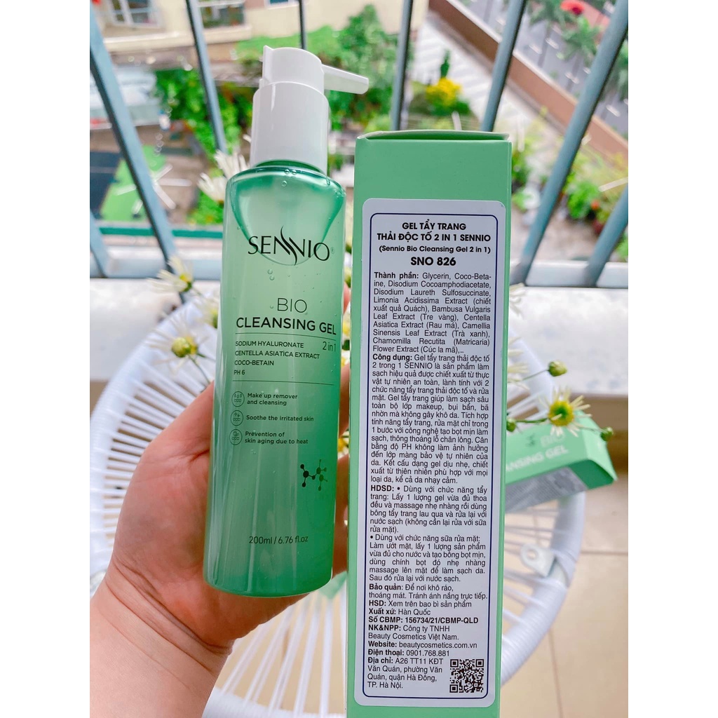 Nước tẩy trang không cồn sạch sâu dùng cho da dầu mụn và nhạy cảm, có thể thay thế sữa rửa mặt - Sennio Bio Gel Cleanser