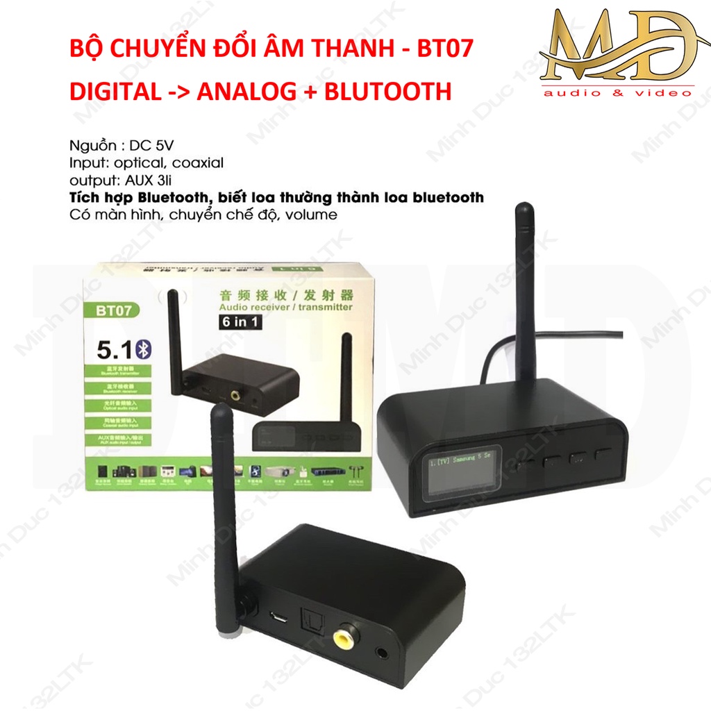 Convertor - OPTICAL to RCA 3.5mm - Bộ Chuyển đổi âm thanh OPTICAL sang AV và 3.5mm + BLUTOOTH BT07 C