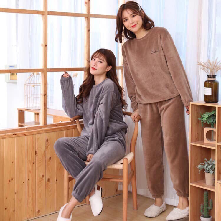 [SỈ] Bộ đồ ngủ lông, Quần bông nỉ giữ nhiệt bo gấu mặc nhà siêu ấm hàng chuẩn Quảng Châu D' studio Q/L053