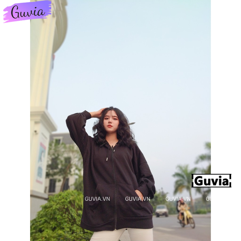 Áo khoác nỉ Trơn PE Dây Kéo hoodie form rộng Ulzzang Unisex áo nỉ nam nữ AN2 Guvia