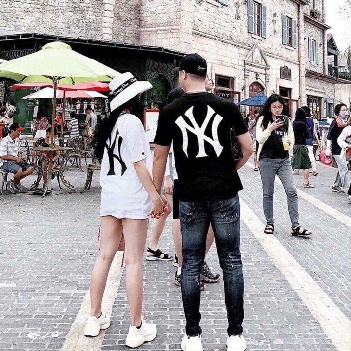 Áo thun tay lỡ bé trai bé gái nam nữ unisex, áo phông gia đình NY cotton co giãn đen/trắng/đỏ - Samyy_vn