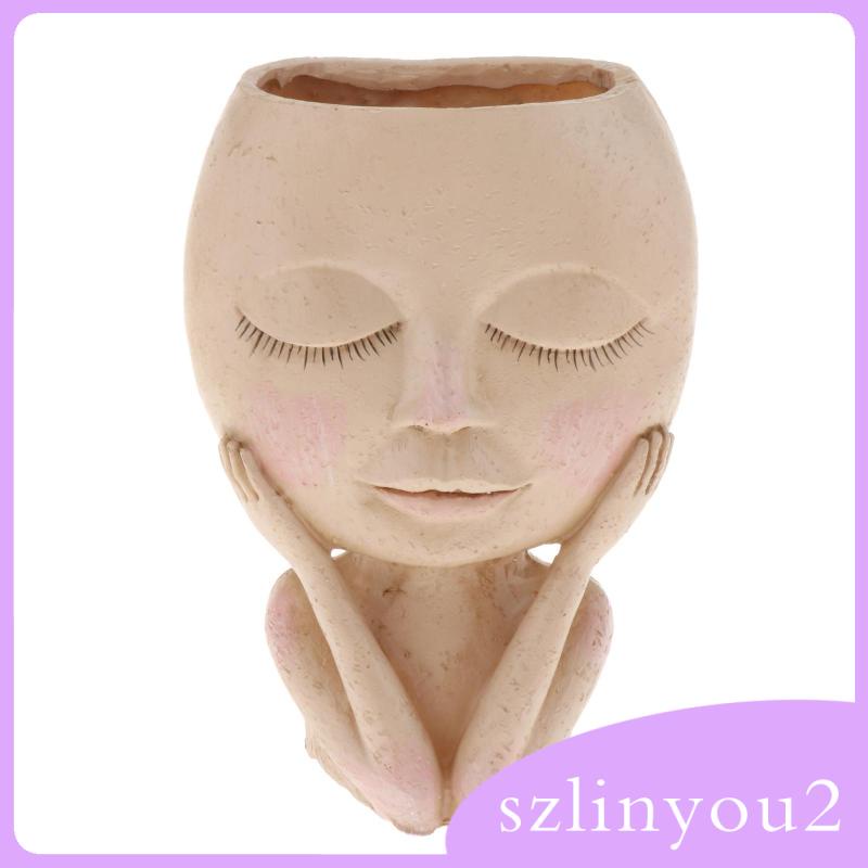 Chậu Hoa Resin Hình Khuôn Mặt Mắt To Nghệ Thuật