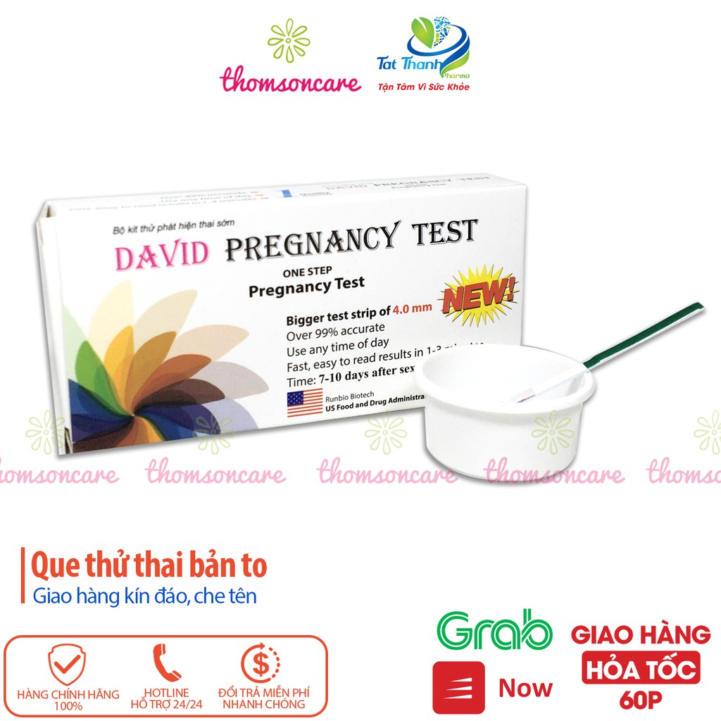 Que thử thai David Pregnancy Test phát hiện thai sớm - Che tên sản phẩm, test thai nhanh, chính xác, bản to