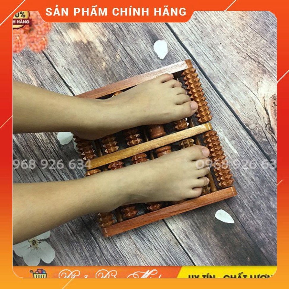 Bàn lăn chân gỗ FREESHIP bàn lăn massage chân bằng gỗ hương loại 6 hàng cao cấp (H2)