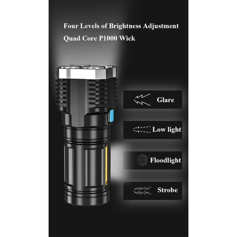 Đèn Pin Led USB Công Suất Cao Siêu Sáng Dùng Cho Hoạt Động Ngoài Trời