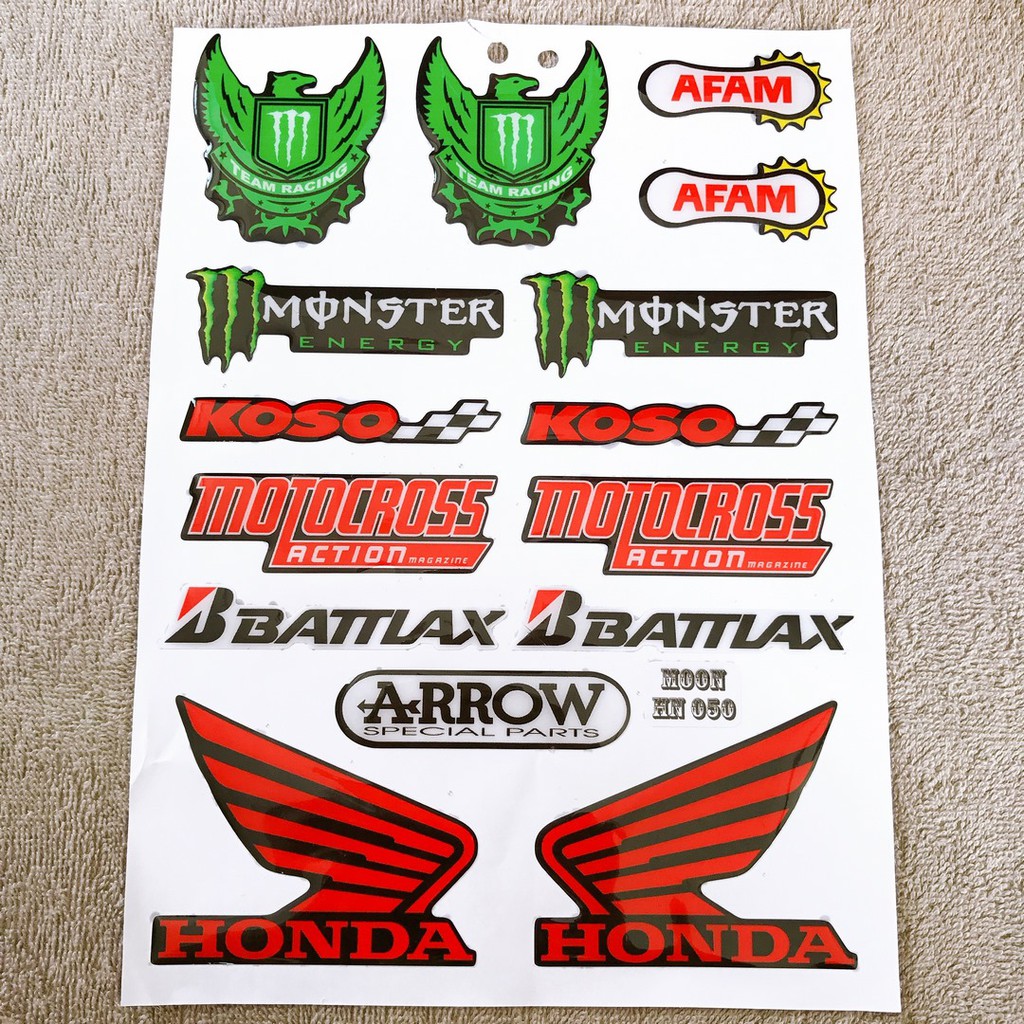 Bộ tem dán xe máy LOGO trang trí, tem HUY HIỆU phũ nhựa nỗi kiểu độc đáo