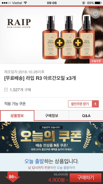 [Sale 86% có sẵn]Dầu dưỡng tóc argan R3 | BigBuy360 - bigbuy360.vn