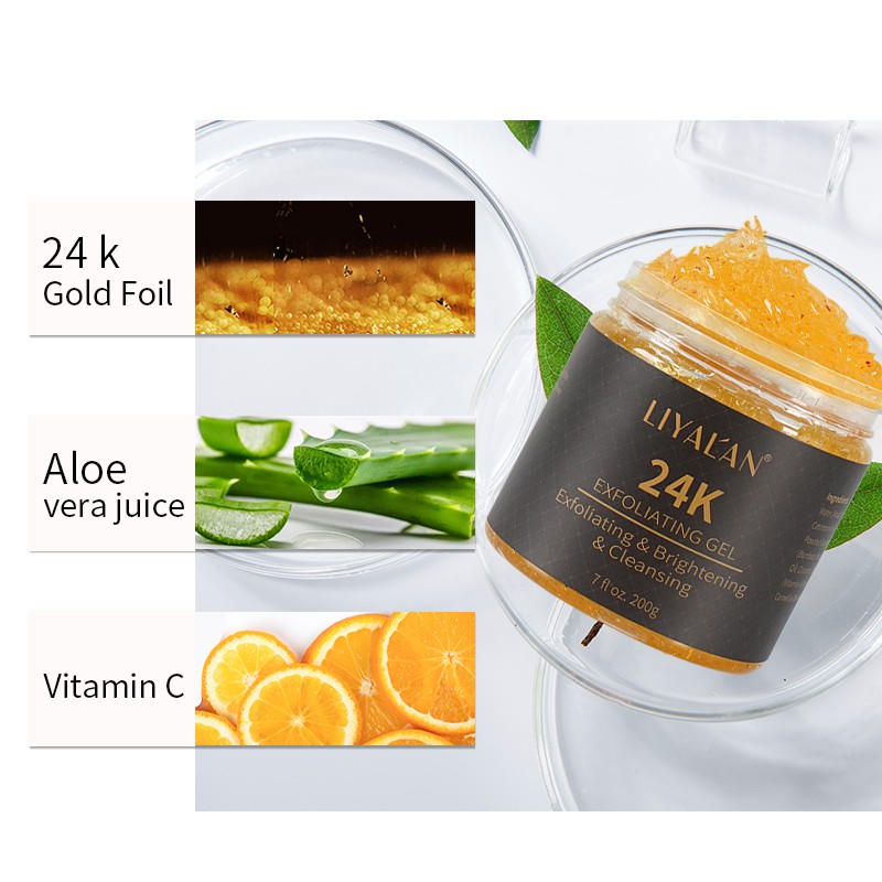 LIYAL'AN Gel Tẩy Tế Bào Chết Chiết Xuất Vàng 24K Làm Sạch Sâu Tự Nhiên 200g