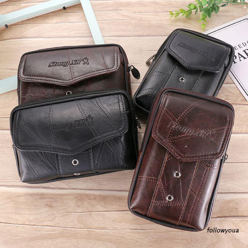 Túi đựng điện thoại đeo thắt lưng chất liệu da dễ mang theo phong cách vintage