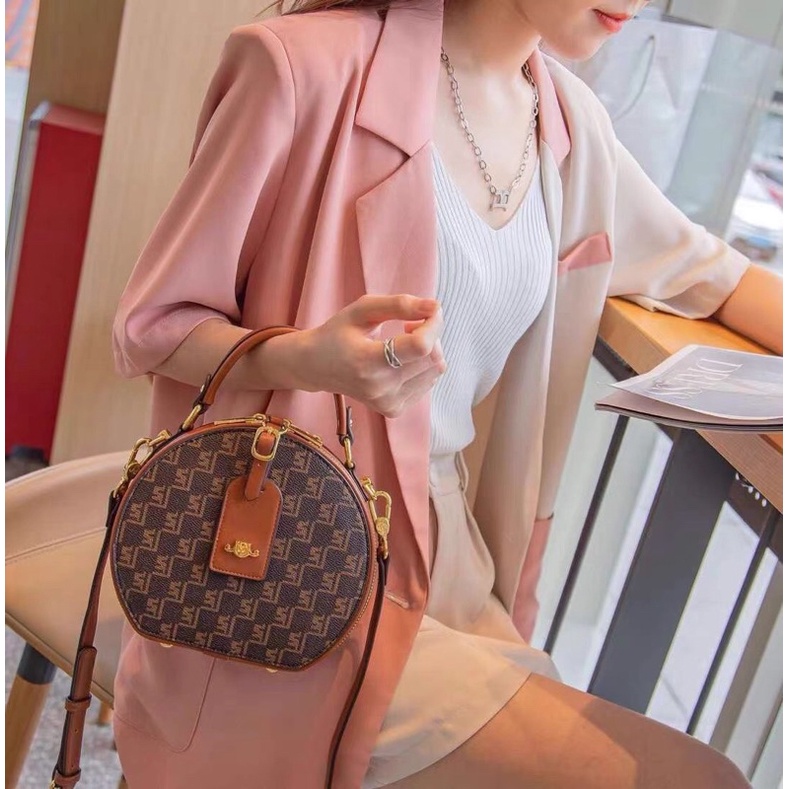 Túi xách da dáng hộp tròn fullbox cao cấp size 19cm