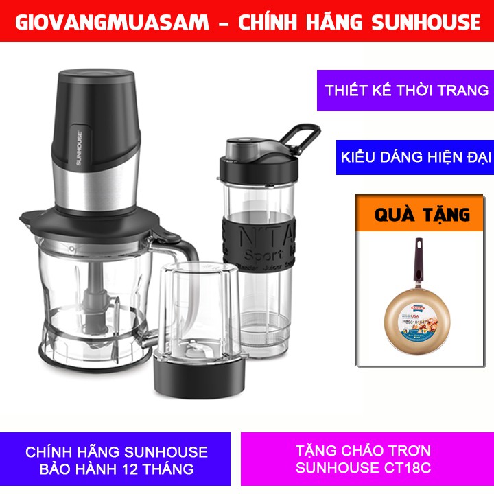 Máy xay sinh tố đa năng SUNHOUSE SHD5340 + Tặng chảo trơn chống dính Sunhouse CT18C