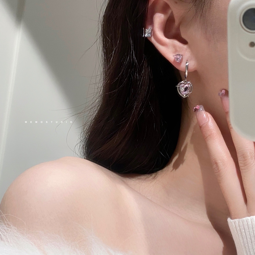 Bông Tai Hình Ngôi Sao / Trái Tim Đính Đá Thời Trang Hàn Quốc