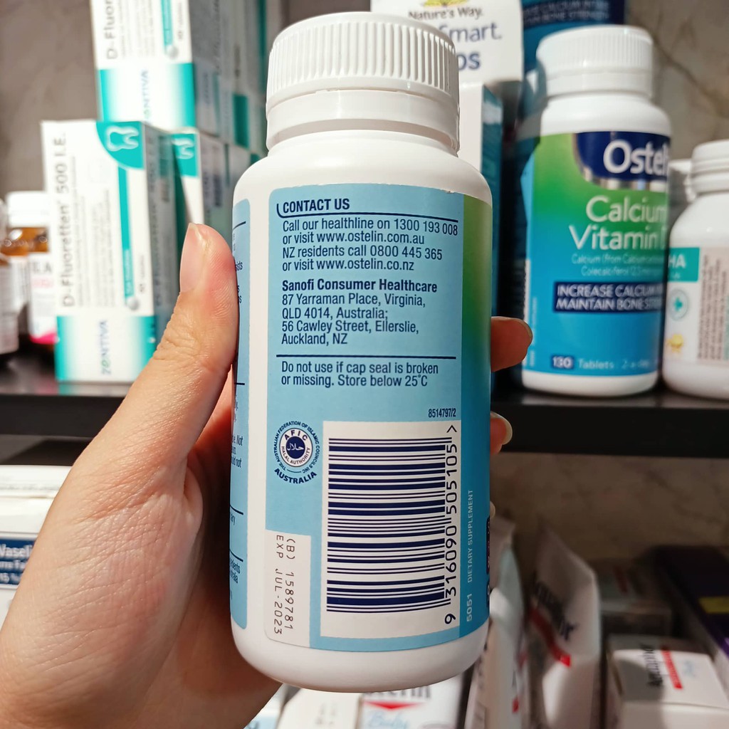 Viên ngậm Ostelin Canxi + Vitamin D3 Kids Úc 90 viên date 2023