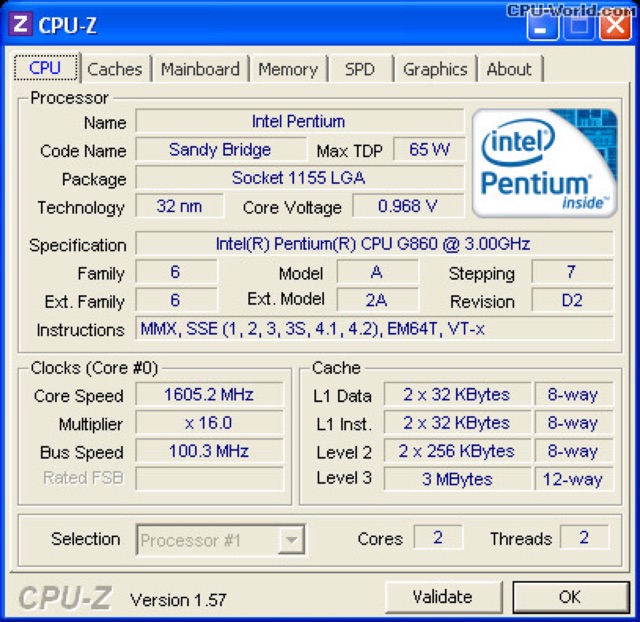 CPu intel Pentium G860