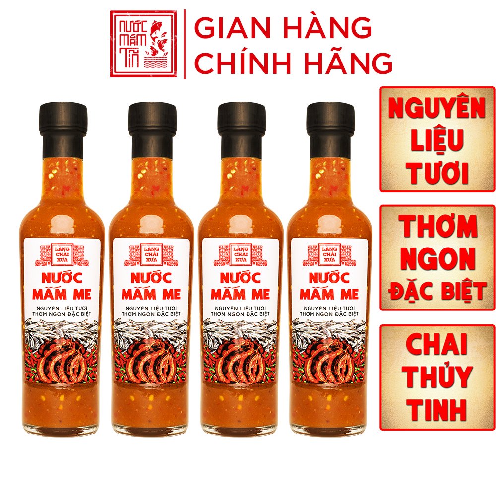 [COMBO 4 CHAI] Nước mắm me cao cấp Làng Chài Xưa, nguyên liệu tươi, thơm ngon đặc biệt từ me, tỏi, ớt tươi