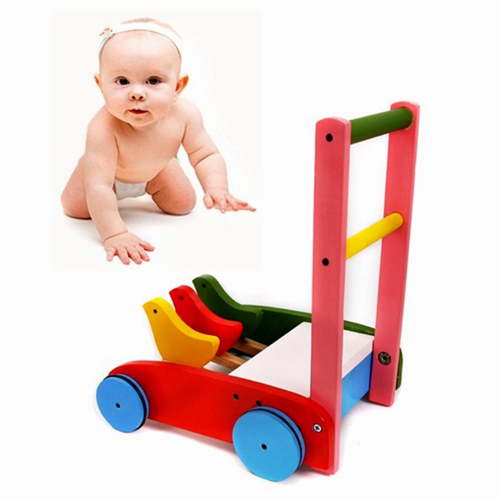 Xe Đẩy Tập Đi Bằng Gỗ Hình 3 Con Gà Cho Bé - BX0732