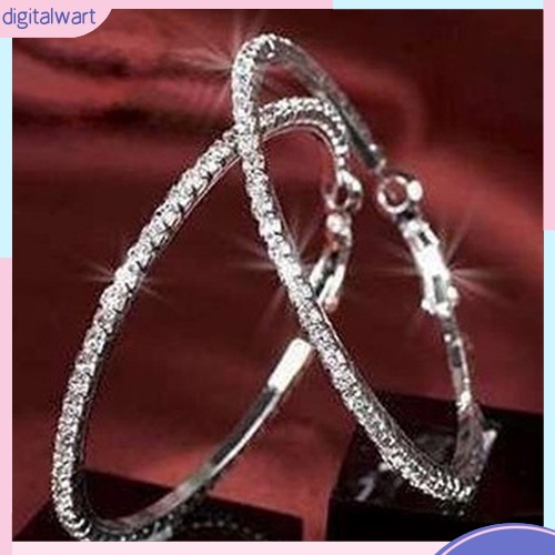 Cặp khuyên tai tròn đính đá quý nhân tạo sang trọng cá tính dành cho nữ