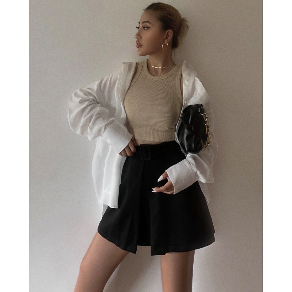 Quần short thun poly nữ giả váy xẻ giữa Hebe - Narcotics