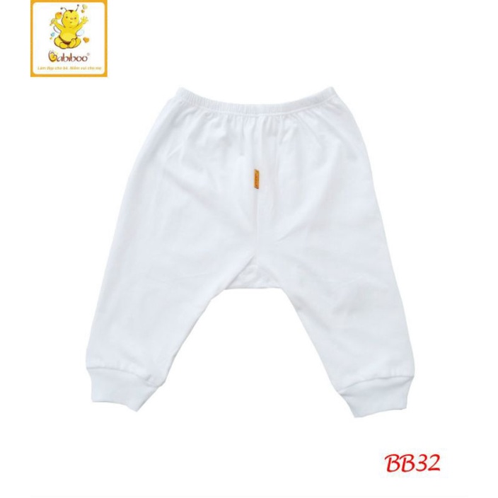 Quần sơ sinh dài cotton trắng trơn Babiboo BB32