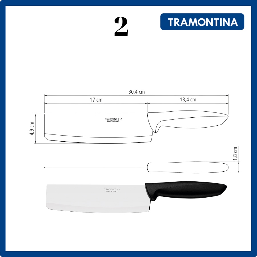 Dao nhà bếp Tramontina Plenus inox 420 bền đẹp nhập khẩu chính hãng Brazil