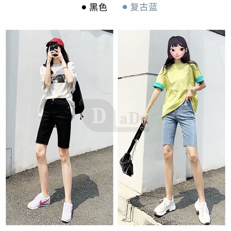 Quần Short Denim Lưng Cao Dáng Ôm Mỏng Thời Trang Hàn Quốc Cá Tính Cho Nữ