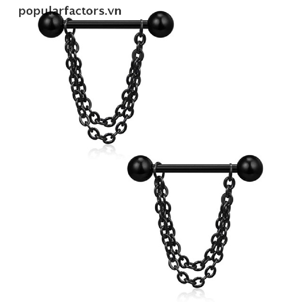 Set 2 Khuyên Nhũ Hoa Bằng Thép Không Gỉ Hình Trái Tim