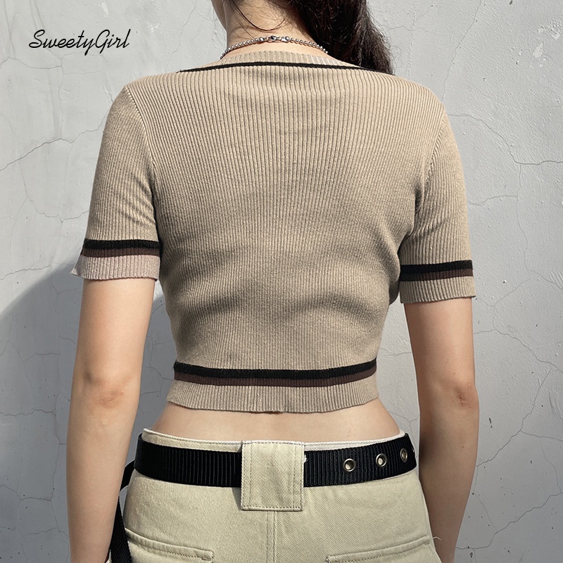 Áo Thun Tay Ngắn Cổ Tròn Màu Trơn Có Khóa Kéo Thêu Chữ Thời Trang 2022 Cho Nữ