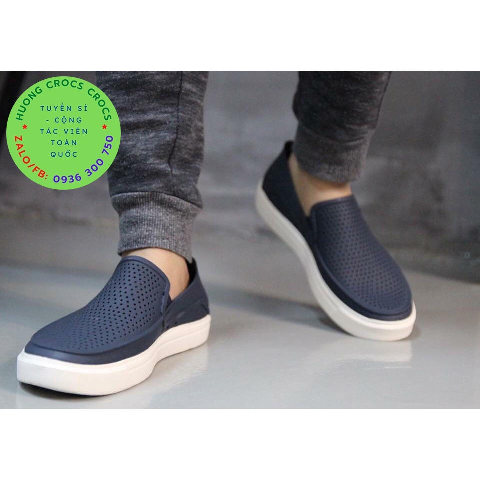 GIÀY NHỰA CROCS CITILANE ROKA SLIP ON CHO NAM MÀU XANH NAVY XUẤT XỊN FULL BOX