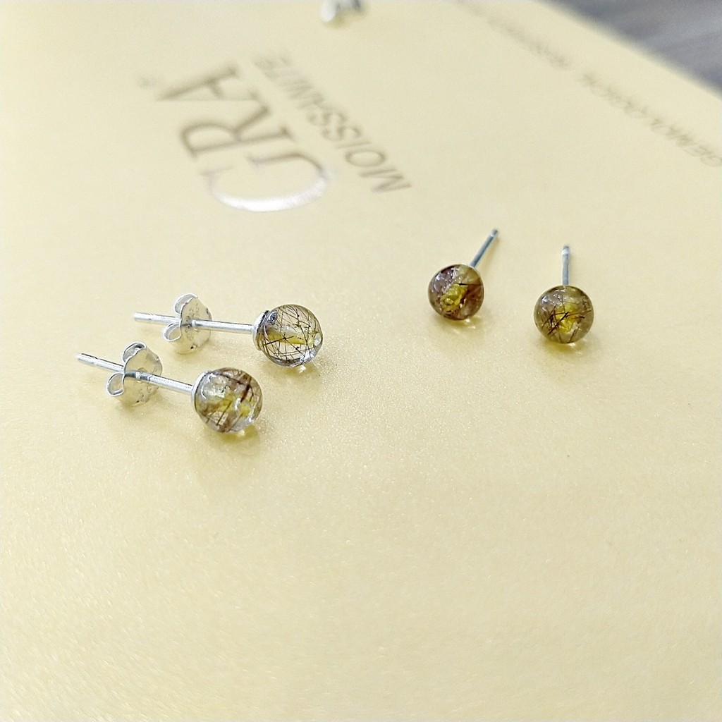 Bông tai nữ trang sức BẠC 925 SENYDA nụ đá Thạch anh size 4.5mm màu giao ngẫu nhiên BT530