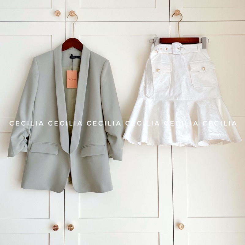 Áo blazer estelle by cecilia màu xanh bạc hà nhạt mint ảnh thật chụp bởi - ảnh sản phẩm 2