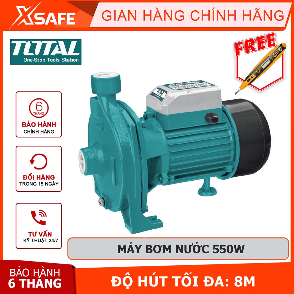 Máy bơm nước 550W TOTAL TWP25506 motor dây đồng Máy bơm nước Total chiều cao bơm tối đa 25m, lưu lượng tối đa 100 lít/ph