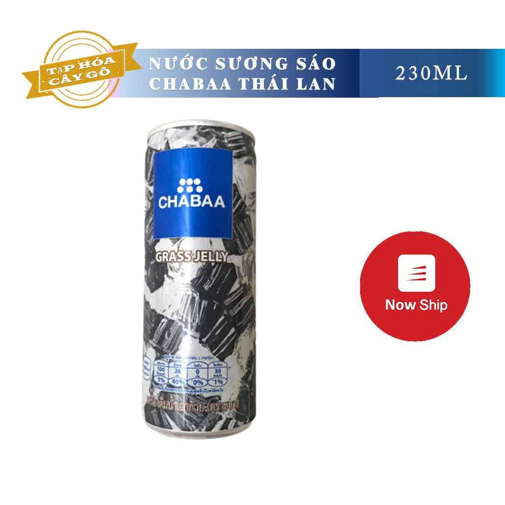 🔥 Nước sương sáo CHABAA Grass Jelly Drink Thái Lan lon 230ml, thanh nhiệt cho mùa hè oi bức [NOWSHIP]