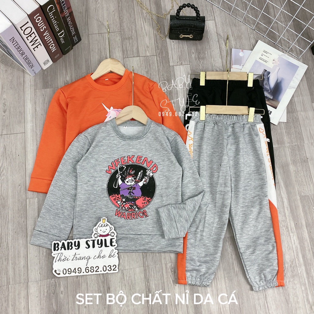 Bộ quần áo nỉ thu đông &quot;WEEKUNI&quot; 14-45kg cho bé gái 4-15 tuổi. Thiết kế đẹp, vải dày dặn. G43