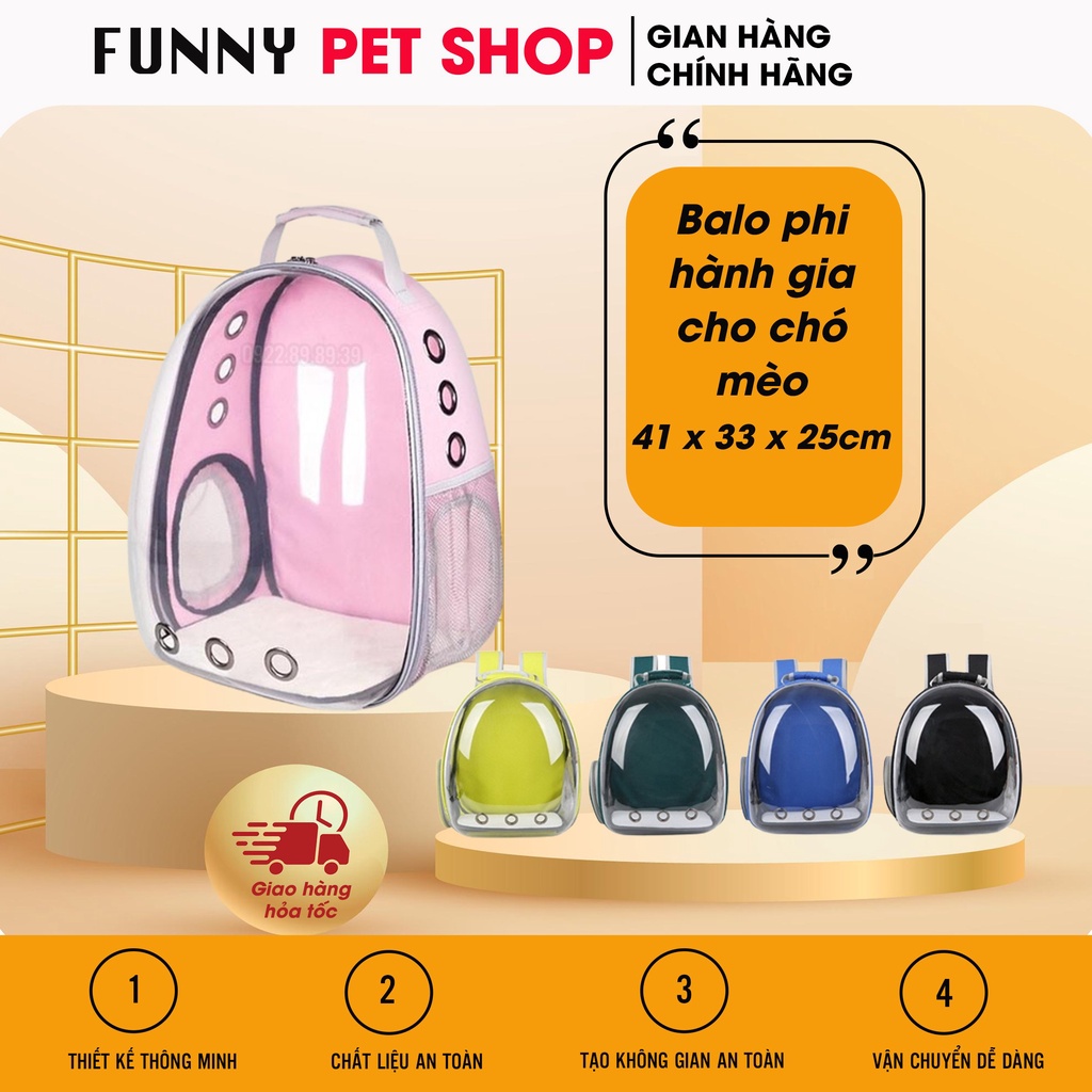Balo mèo phi hành gia, balo cho mèo trong suốt đủ màu sắc gọn gàng, sang trọng - Funny Pet Shop