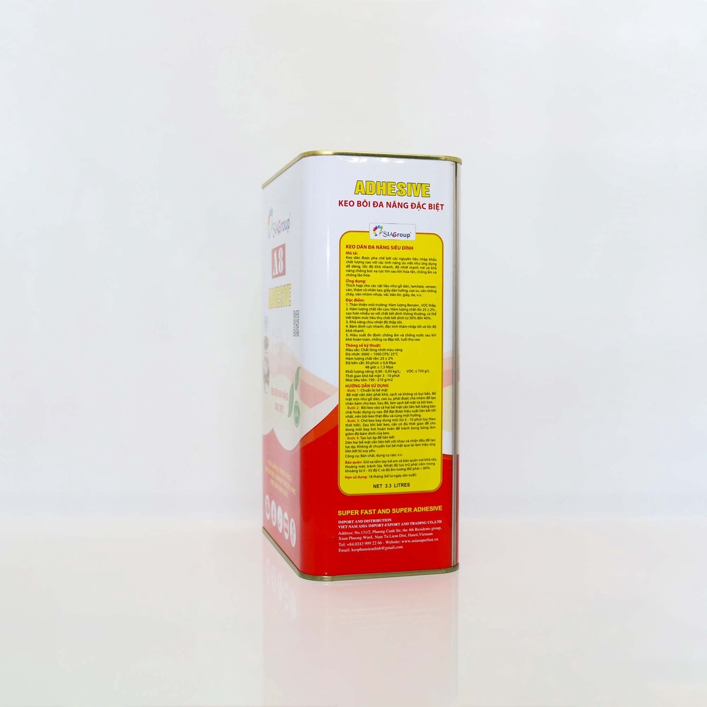 Keo dán cỏ nhân tạo ASIA A8 siêu dính, nhẹ mùi - Lon 3KG