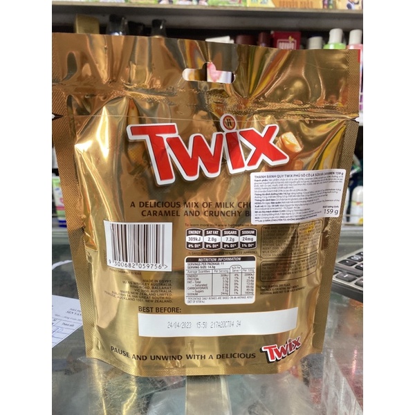 Thanh Bánh Quy Twix Phủ Socola Sữa & Caramen Túi 11 Thanh