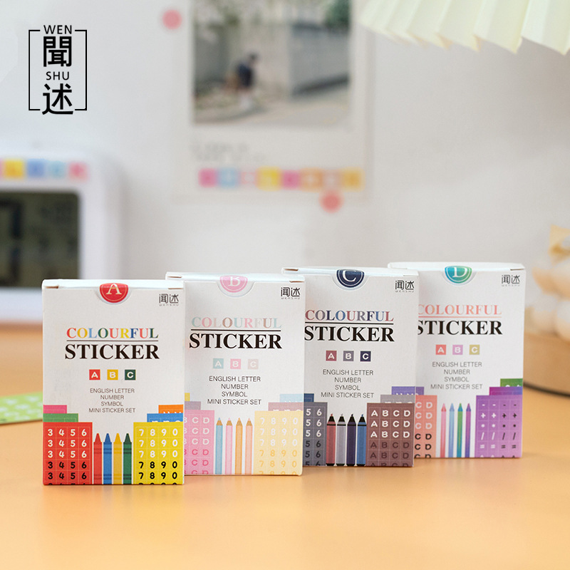 Hộp đựng sticker in chữ số/chữ cái nghệ thuật nghệ thuật văn phòng phẩm