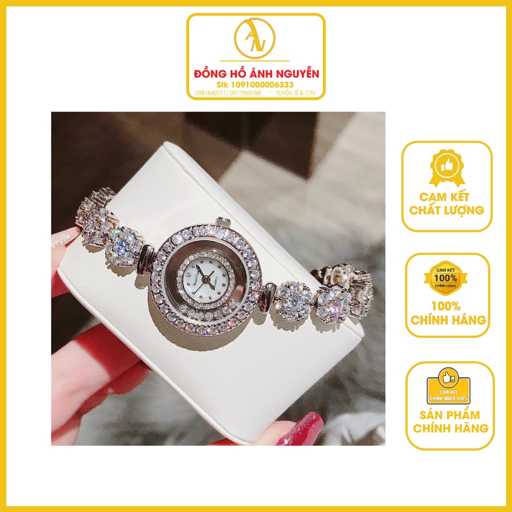 Đồng Hồ nữ Royal Crown 5308 chính hãng mặt tròn full đá trắng silver