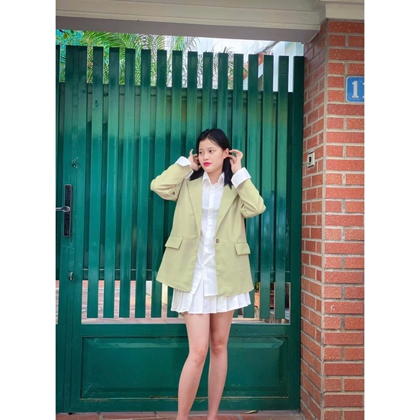 [Ảnh thật] Áo blazer 2 lớp túi nắp 4 cúc phong cách Hàn Quốc - Áo khoác vest nữ đen 2 lớp