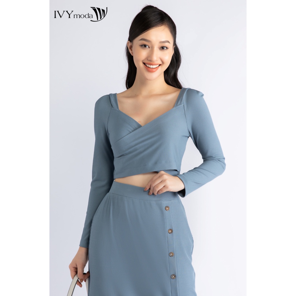 Áo thun nữ gân dáng croptop IVY moda MS 58B9035