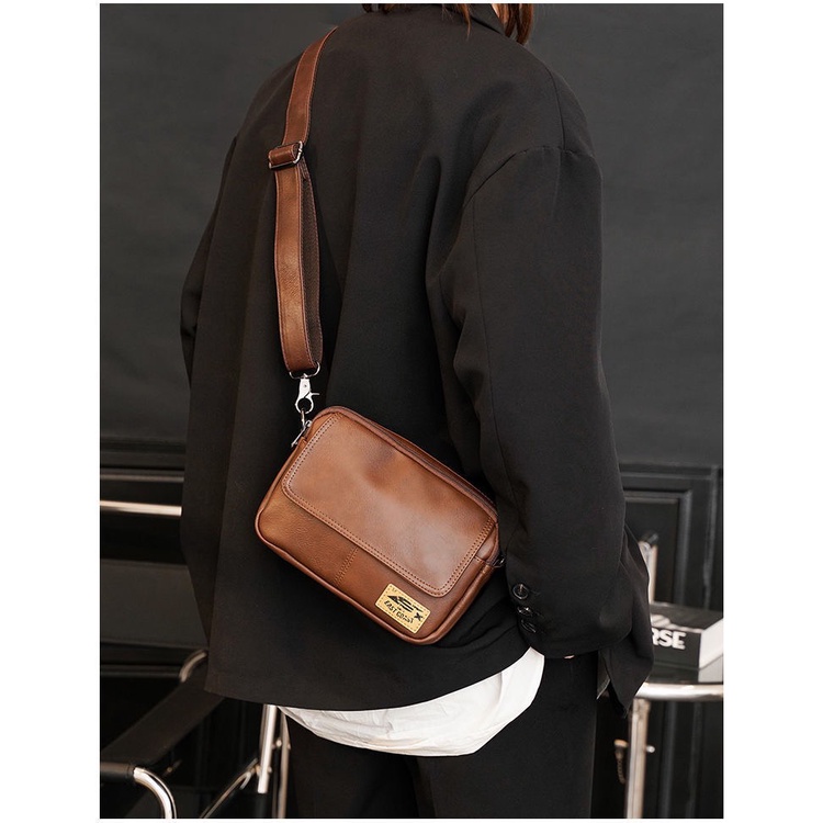 Túi da PU đeo chéo phong cách năng động trẻ trung cho nam