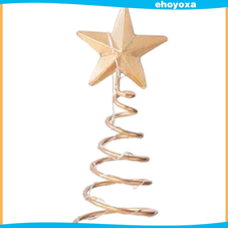 Cây thông Noel xoắn ốc bằng dây sắt rèn để bàn trang trí có đèn chạy pin đơn giản đẹp mắt