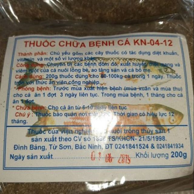Thuốc chữa bệnh cho cá trắm cỏ - kn04 -12