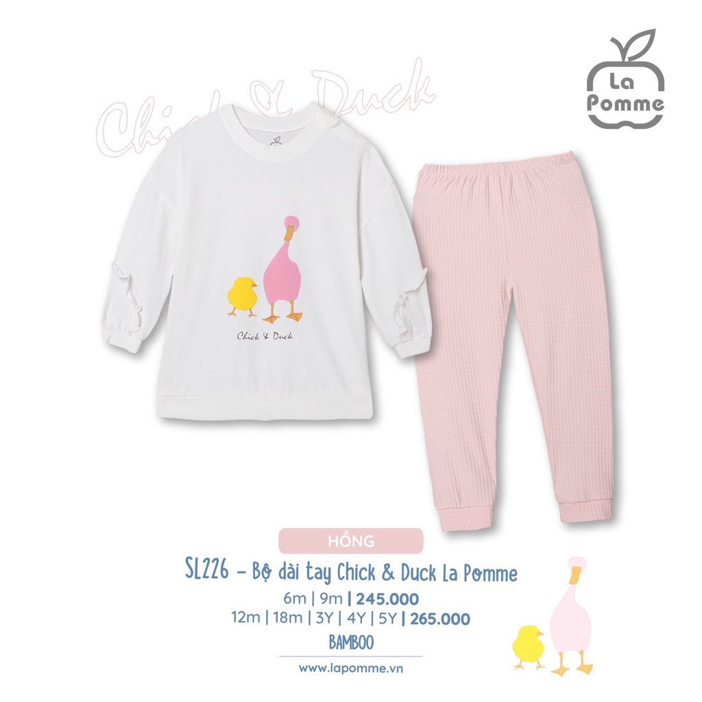 [CHÍNH HÃNG] Bộ áo dài tay quần dài trẻ em họa tiết Chick &amp; Duck La Pomme