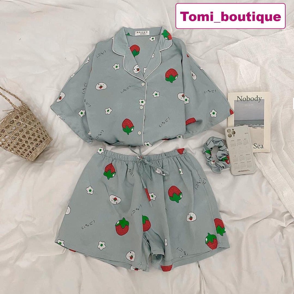 Bộ đồ ngủ Pyjama hình, cánh dơi lụa satin mịn mướt, hàng loại 1- Tomi boutique | BigBuy360 - bigbuy360.vn